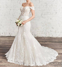 Kenneth Winston Off-shoulder Floral Fit And Flare Gown in ivory - women's dress