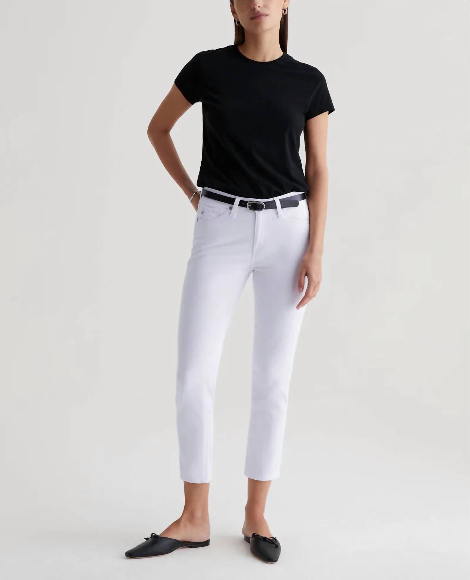AG Jeans Prima Cigarette Crop Jean in pearl white - women's jeans