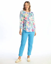 Jess & Jane - Round Hem Three Quarter Sleeve Slub Top