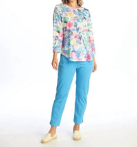 Jess & Jane - Round Hem Three Quarter Sleeve Slub Top