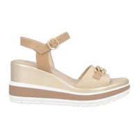 NeroGiardini Womens Chain Ankle Strap Platform Wedge Sandal in nude - women's shoe