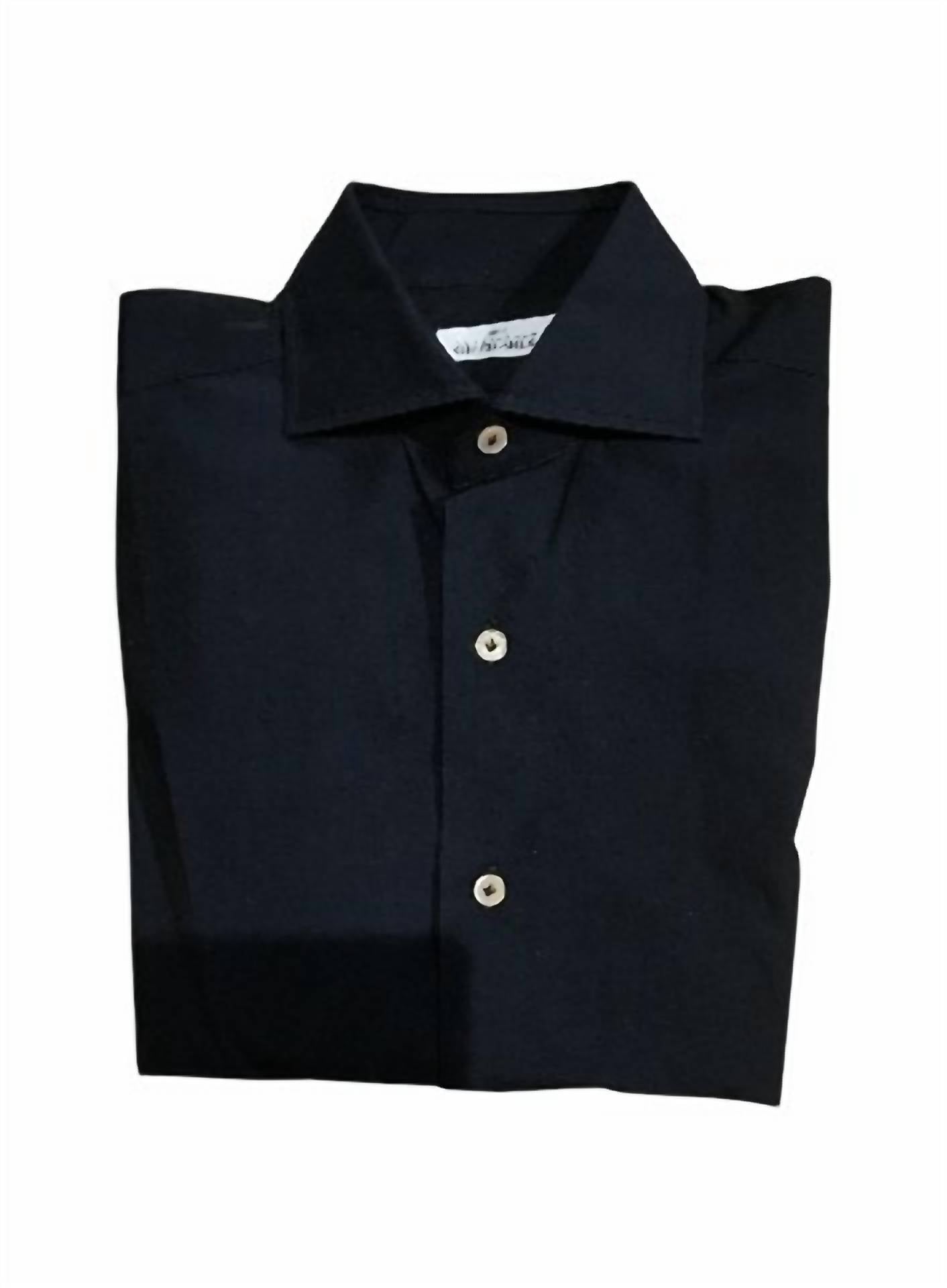 Gherardi Men's Long Sleeve Button Up Shirt in navy - men's long sleeve top
