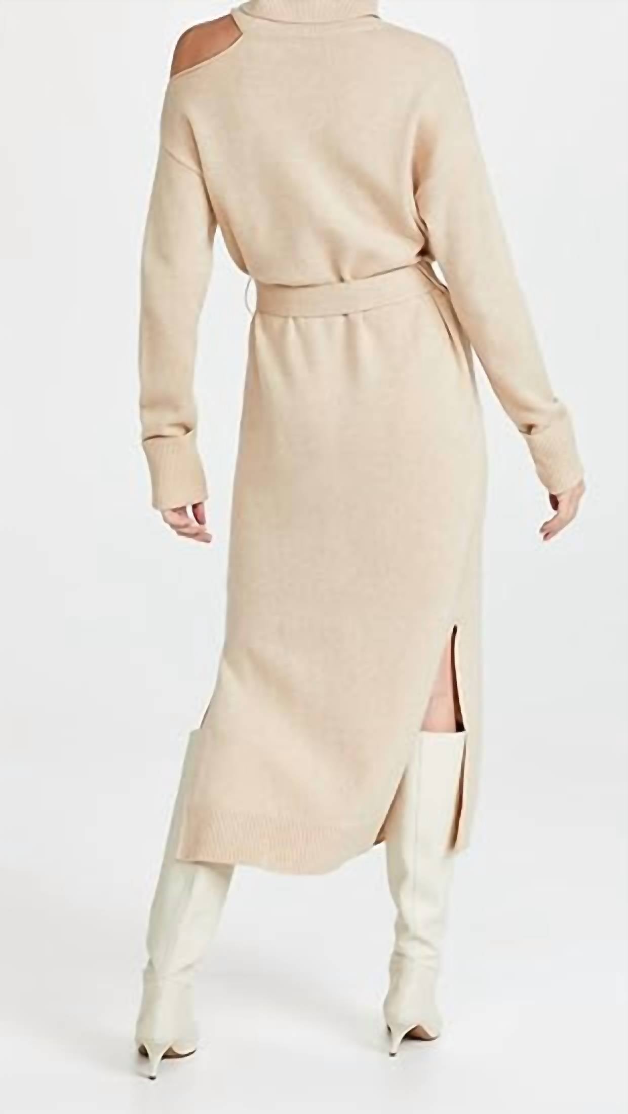 Paige - Raundi Turtleneck Wool Blend Midi Casual Dress