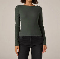 7Diamonds Modal Ribbed Boatneck Top in emerald - women's long sleeve top