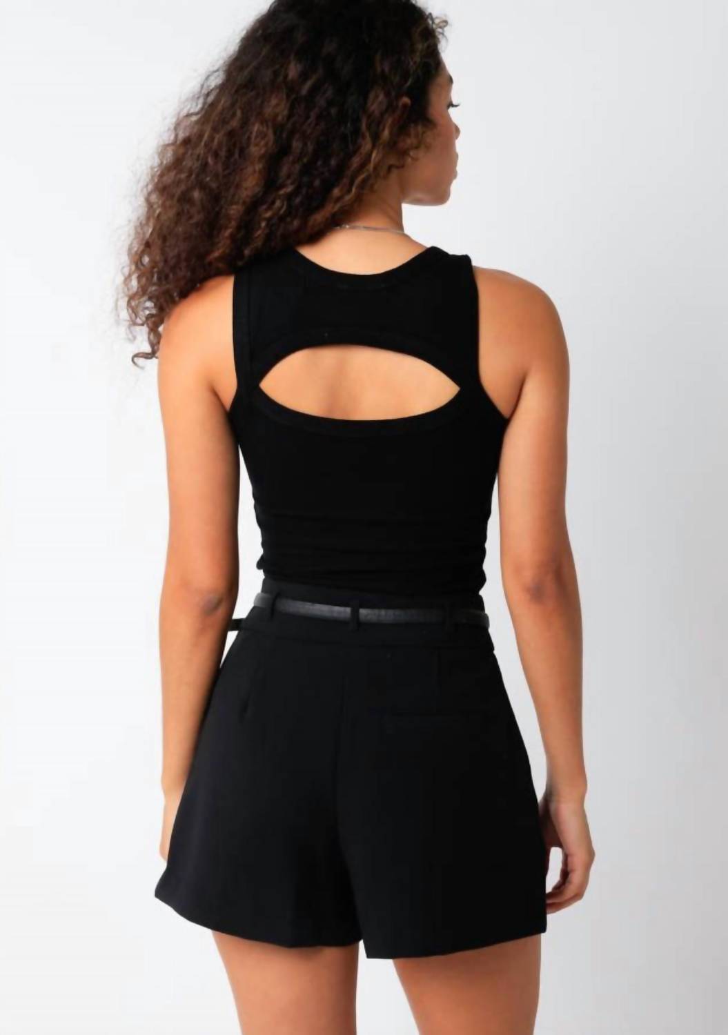 Olivaceous - Women's Ribbed Back Peep Show Muscle Tank Top