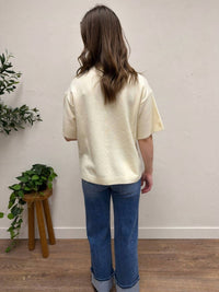 AEMI + CO Short Sleeve Knit Sweater in cream - women's t-shirt - view 5