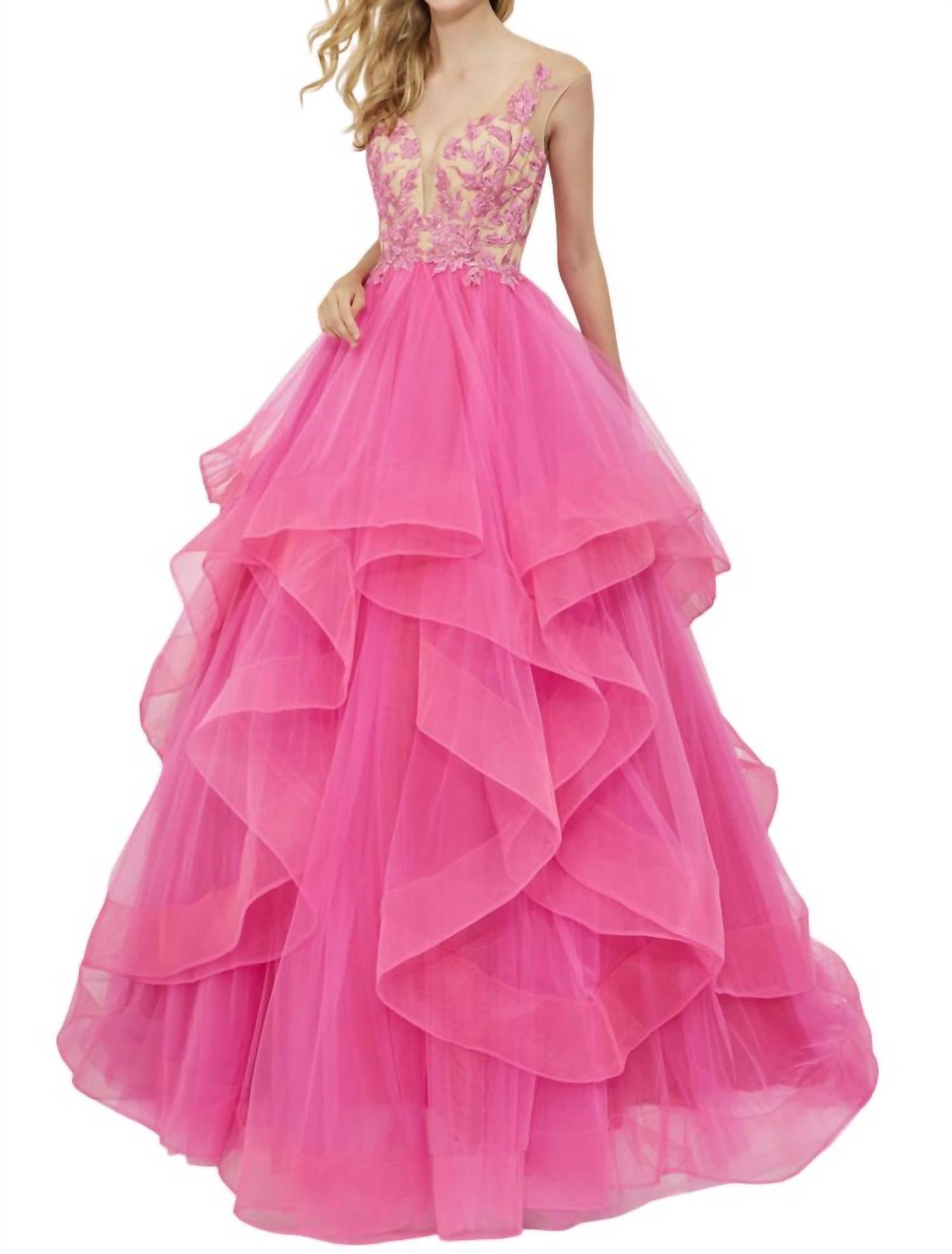 Angela & Alison - Plunging V-Neck Prom Dress