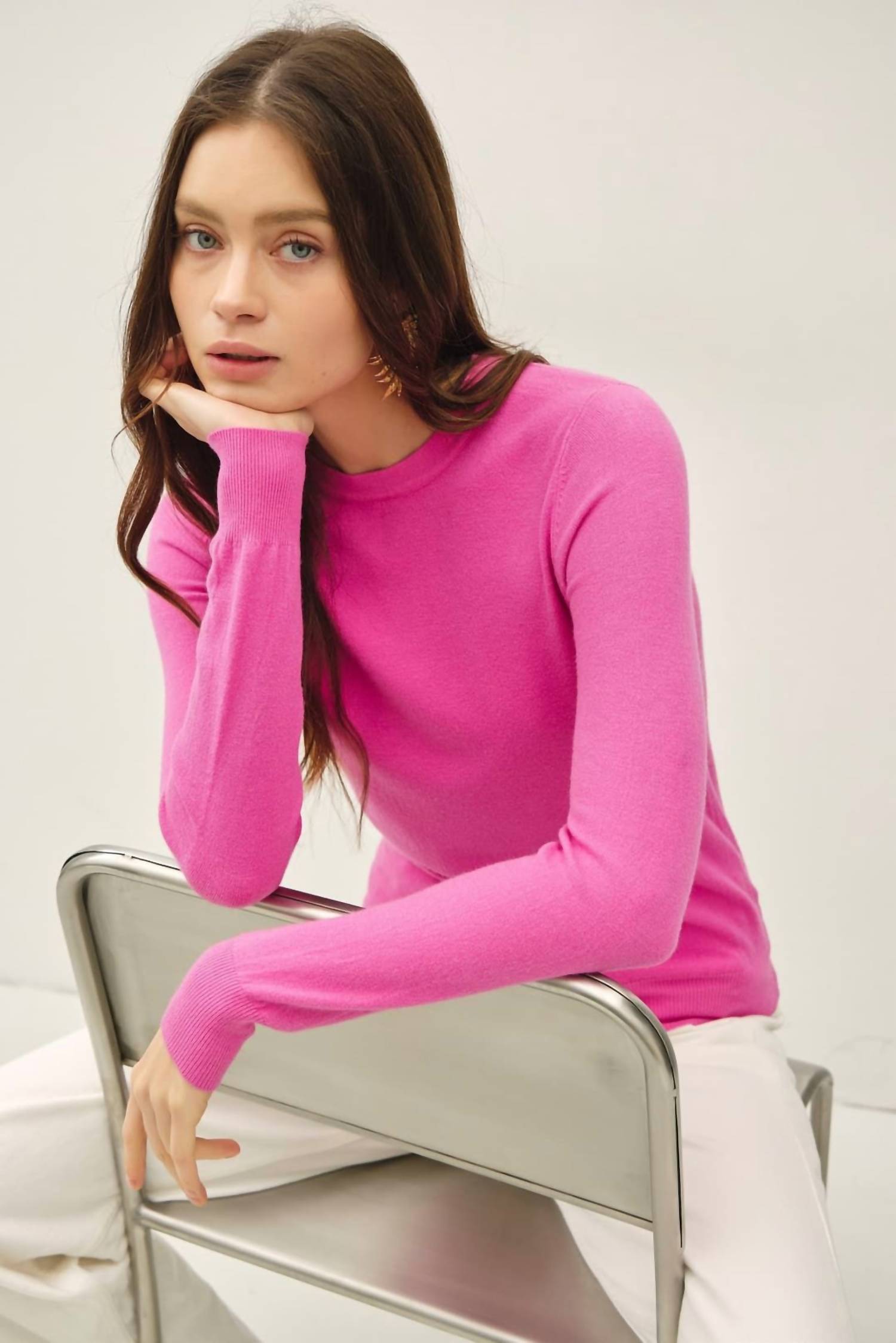 be cool Eva Top in pink - women's long sleeve top - alternate view