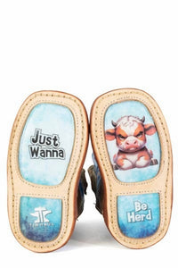 Tin Haul Kids No Fences Leather Square Toe Be Herd Boot in brown blue - kids' boots - alternate view