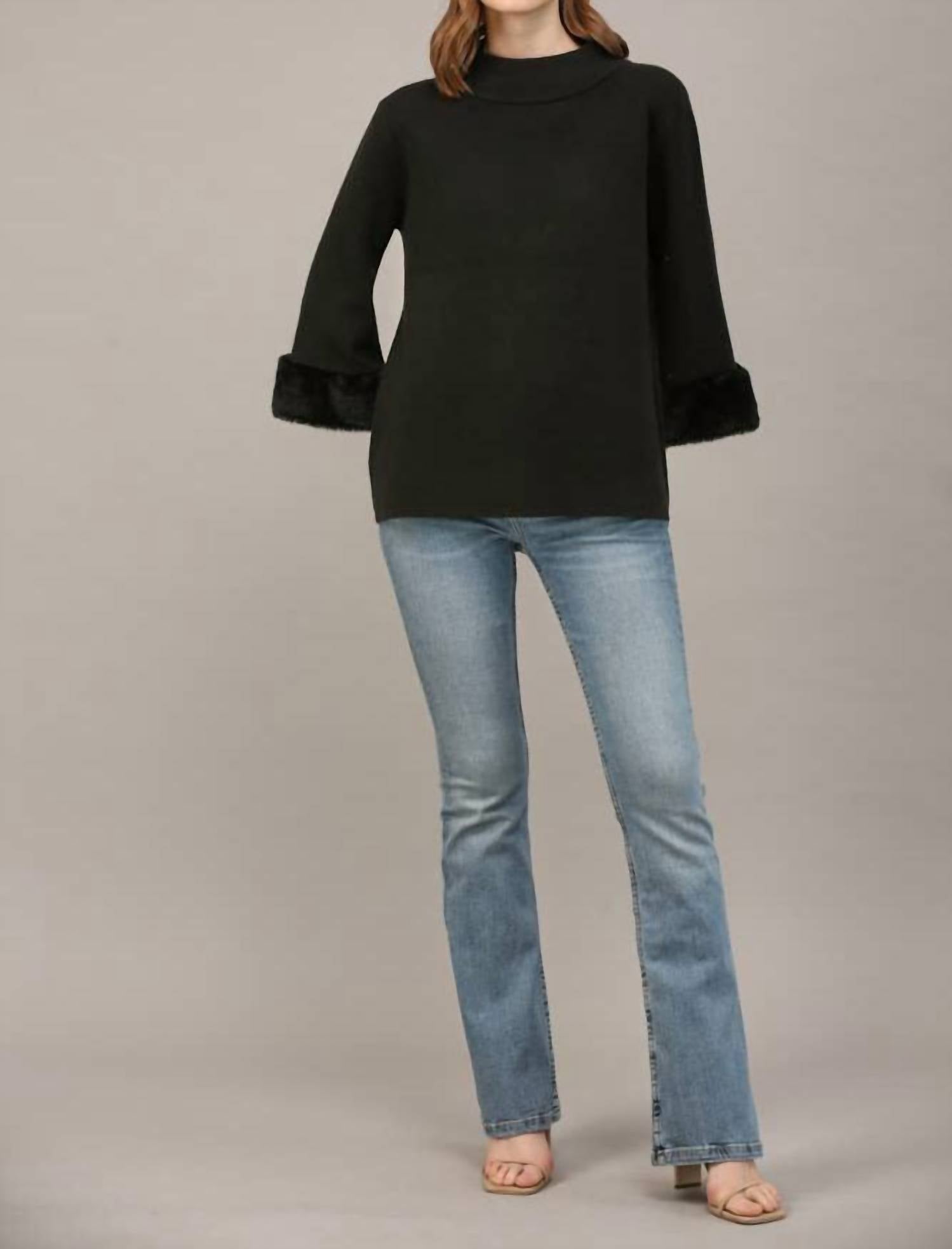 Fate - Annie Fur Sleeve Detail Sweater Top