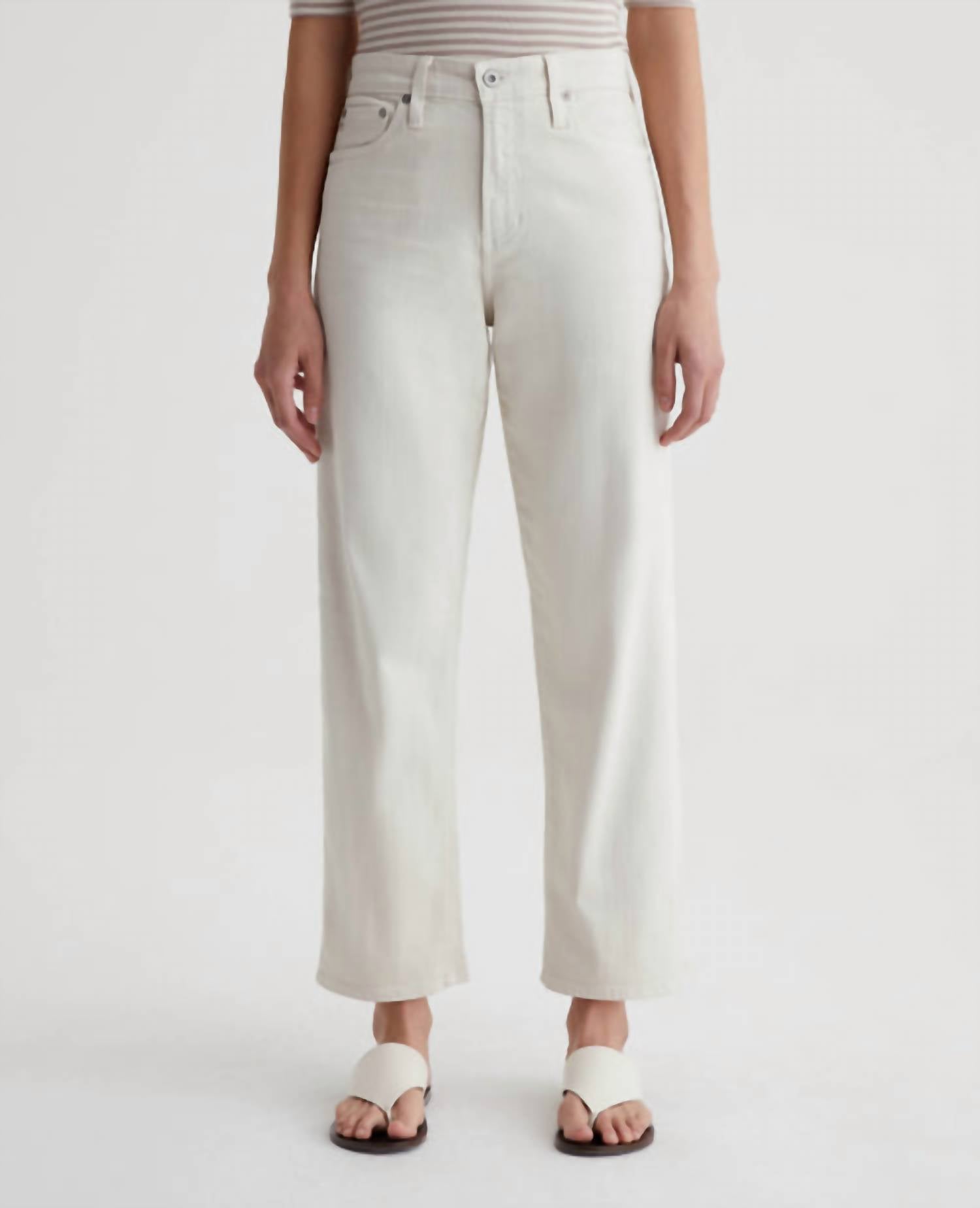 AG Jeans Rian High Rise Straight Jean in opal stone - women's jeans - detail view