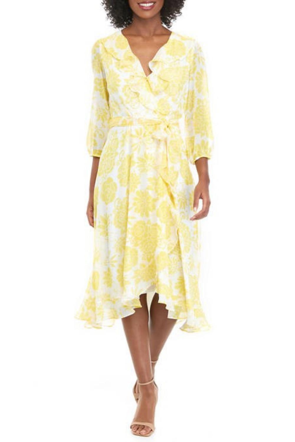 Maison Tara - Floral Three Fourth Sleeve Wrap Midi Dress