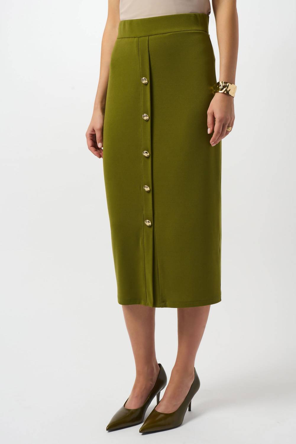 Joseph Ribkoff - Moss Crepe Pull-on Pencil Midi Skirt