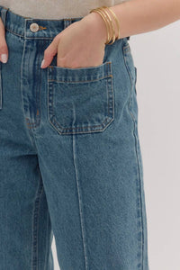Entro - Women's Sydney Cuffed Wide-leg Ankle Denim Pants