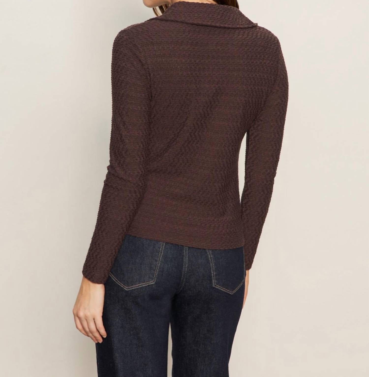 Sanctuary Dream Girl Textured Knit Cardigan in brown - women's cardigan - detail view