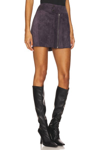 Amanda Uprichard Becker Mini Skirt in graphite suede - women's skirt - detail view