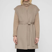 Lafayette 148 Double Face Open Front Belted Vest in hickory - women's cardigan