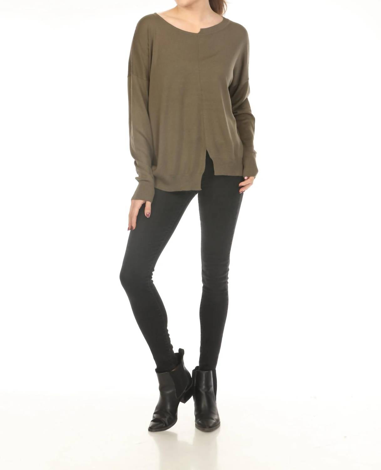 Planet By Lauren G. - Cut-out Boat Neck Sweater Top