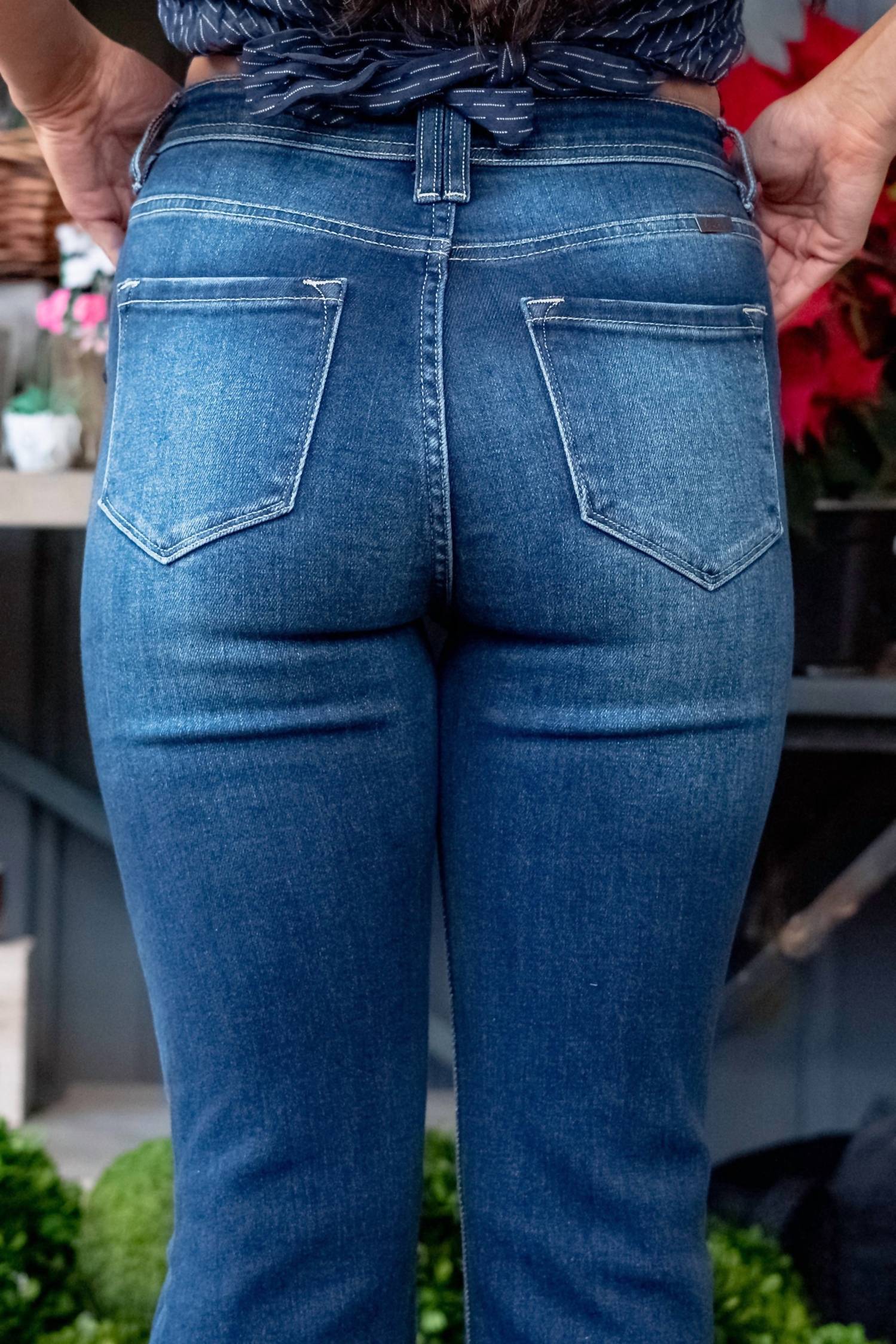 Kancan - High Rise Button Flare Jean