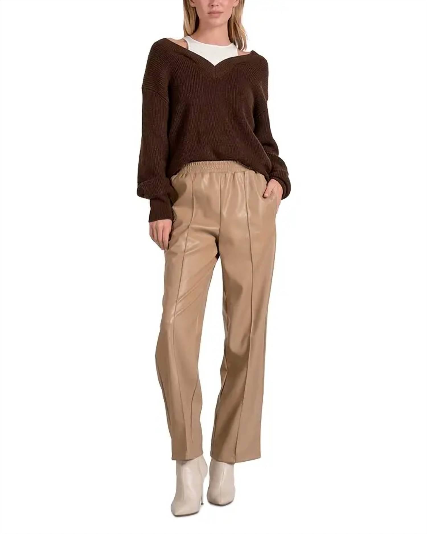 Elan - Deep V-neck Sweater With Attached Tank