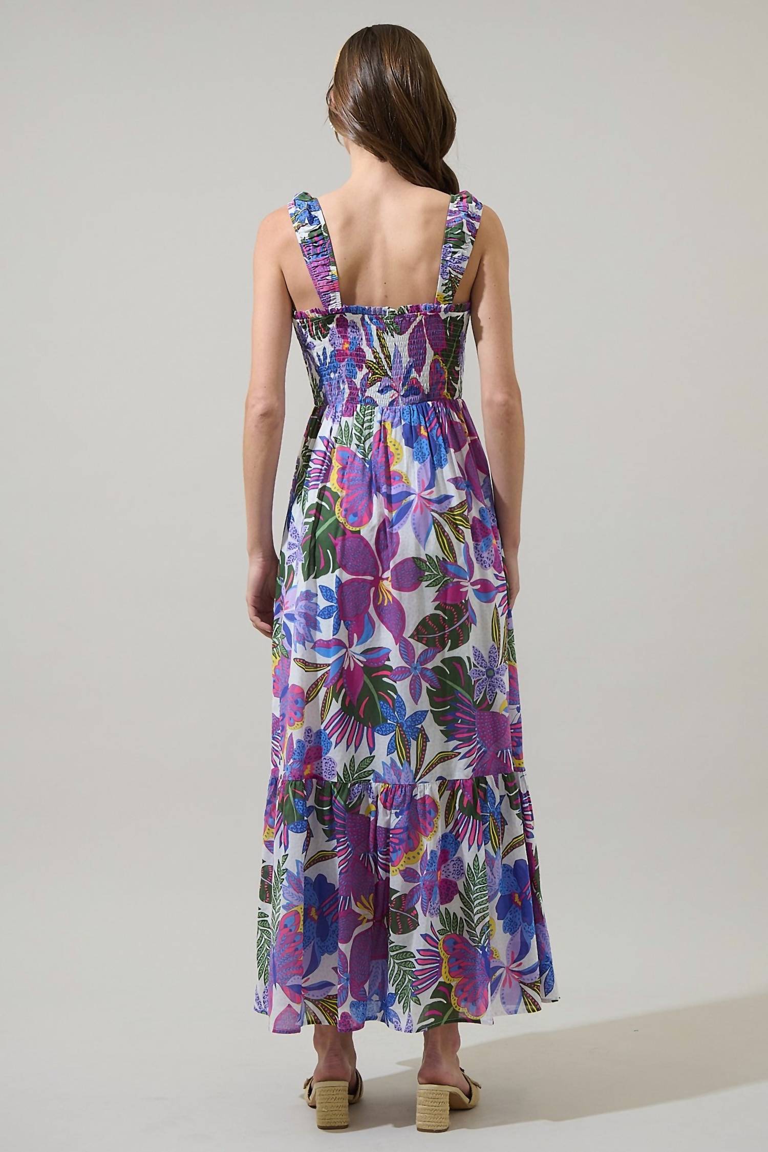 Sugarlips - Evren Tropics Tayla Smocked Midi Dress