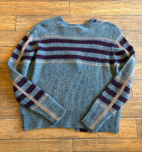 Autumn Cashmere Women's Shaker Stitch Plaid Sweater in charcoal combo - women's sweater - detail view