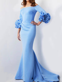 Jovani - Off The Shoulder Sheath Scuba Gown