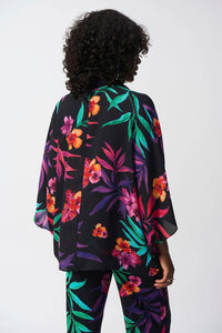 Joseph Ribkoff - Georgette Tropical Print Wrap Top