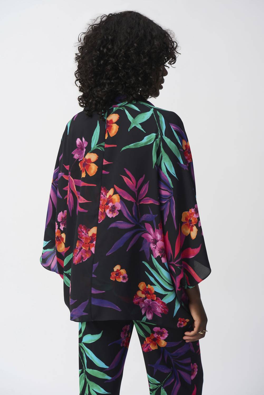 Joseph Ribkoff - Georgette Tropical Print Wrap Top