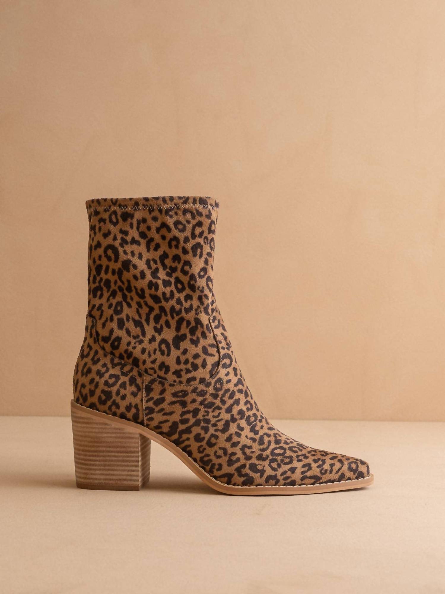 OASIS SOCIETY Women's Sleek Ankle Bootie in leopard - women's shoe - detail view