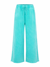 Zenana - Women's Acid Wash Fleece Palazzo Sweatpants