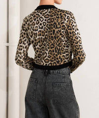 Flying Tomato - Kristen Animal Print Knit Cardigan