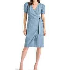 STEVE MADDEN Marc Wrap Dress in denim - women's dress - detail view