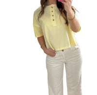 Blu Pepper - Boxy Short Sleeve Henley Crop Top