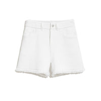 Barrie Denim Fringed Cashmere Cotton Shorts in niveous - women's shorts - view 4