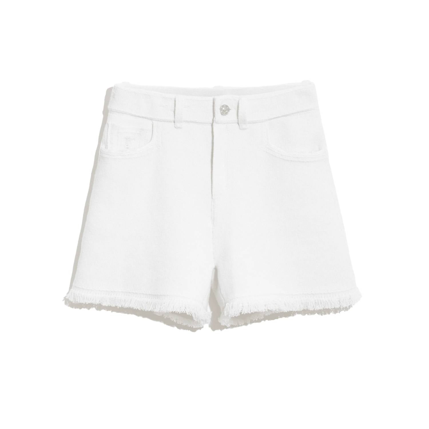 Barrie Denim Fringed Cashmere Cotton Shorts in niveous - women's shorts - view 4