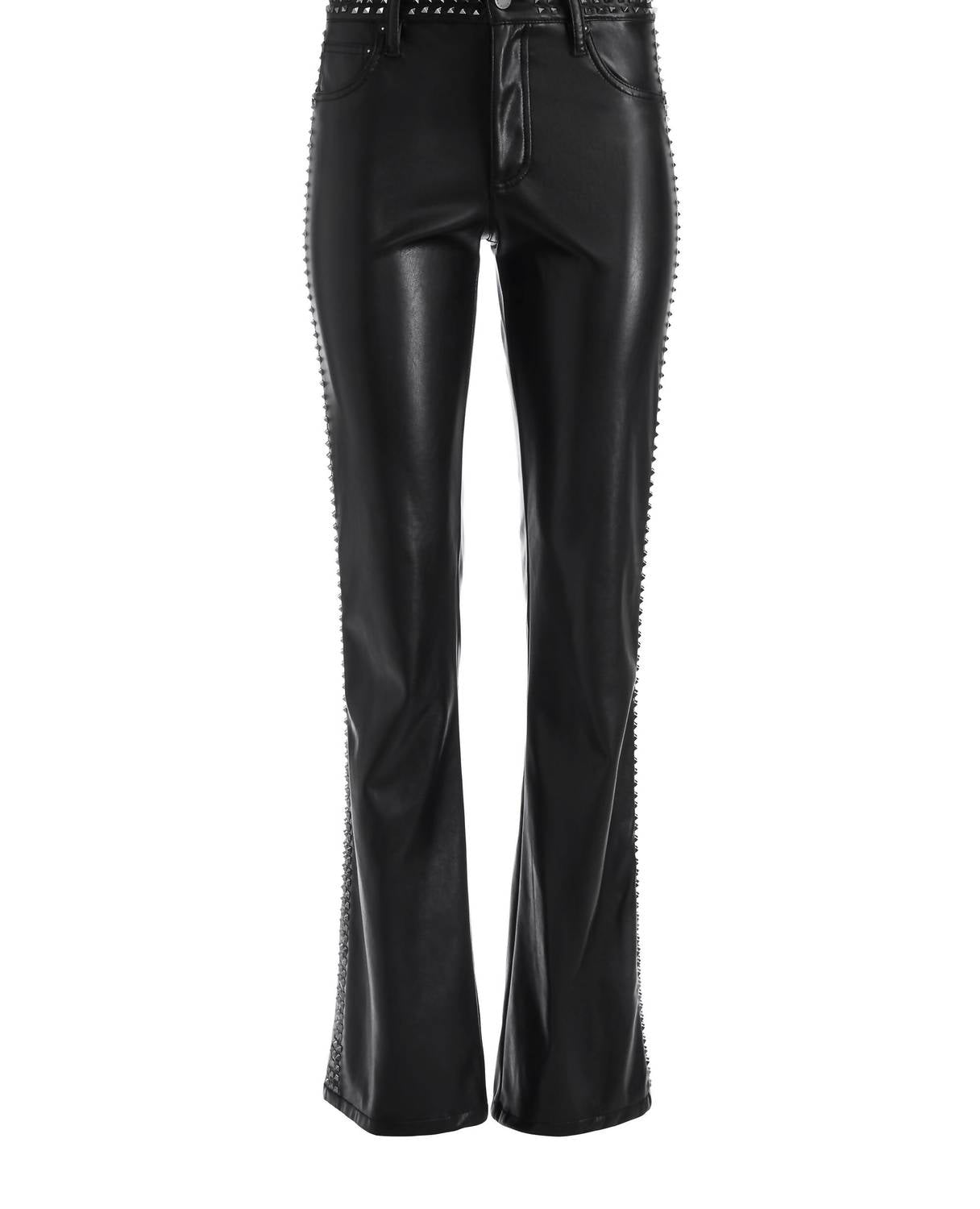 Alice + Olivia - Amazing Vegan Leather Studded Bootcut Pants
