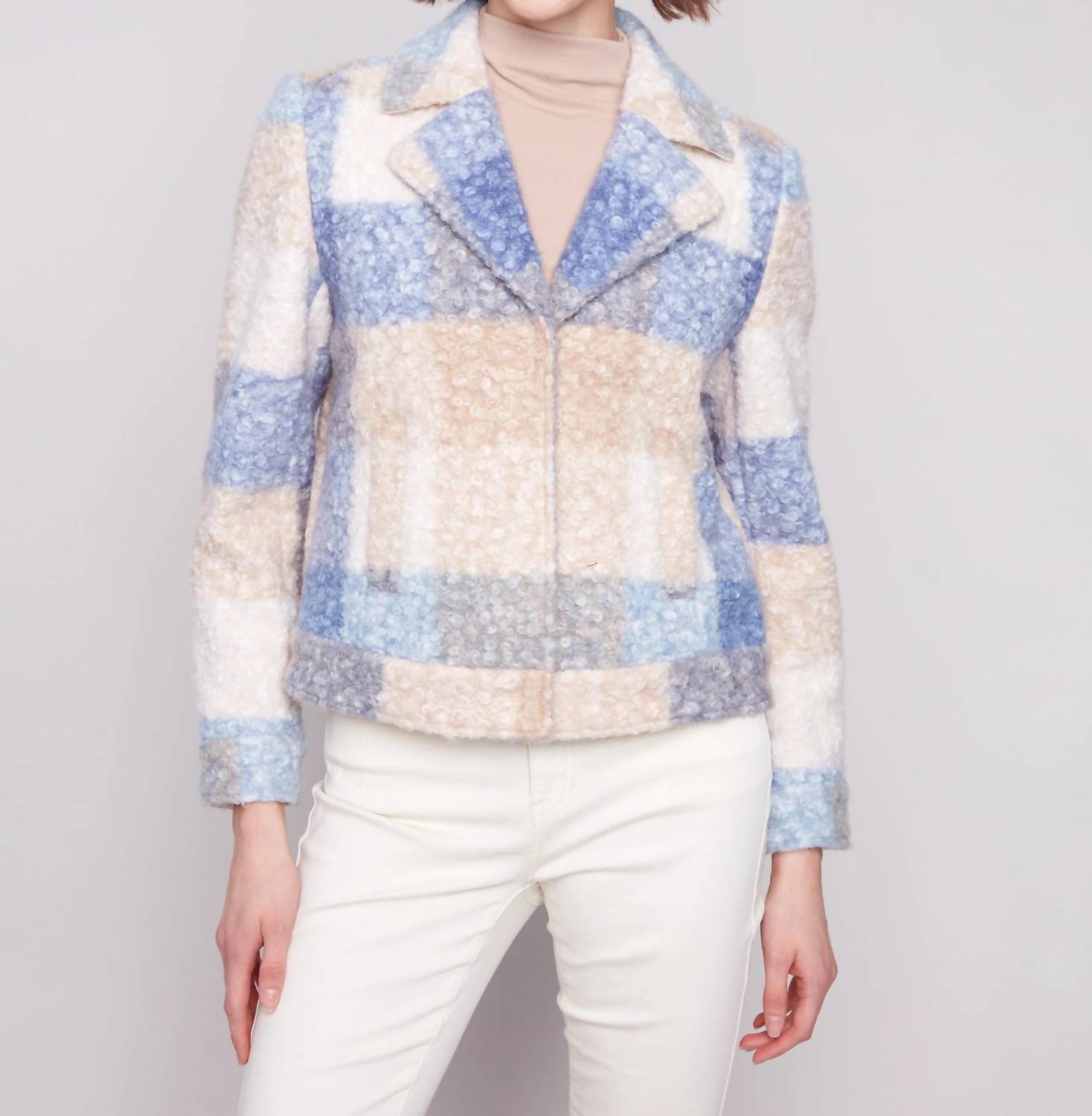 Charlie B - Plaid Bouclé Knit Short Coat