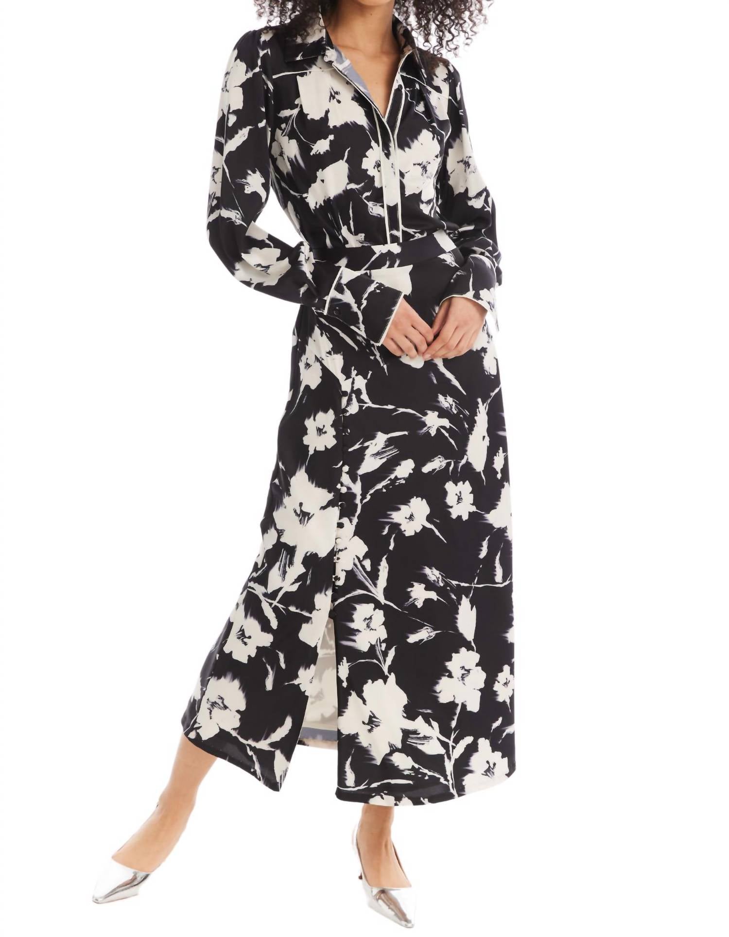ALLISON NEW YORK Satin Reese Skirt in black ivory floral - women's skirt - view 5