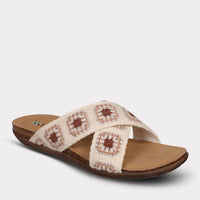 Mykos Women's Leyla Crossband Sandal in white crochet - women's sandal - detail view