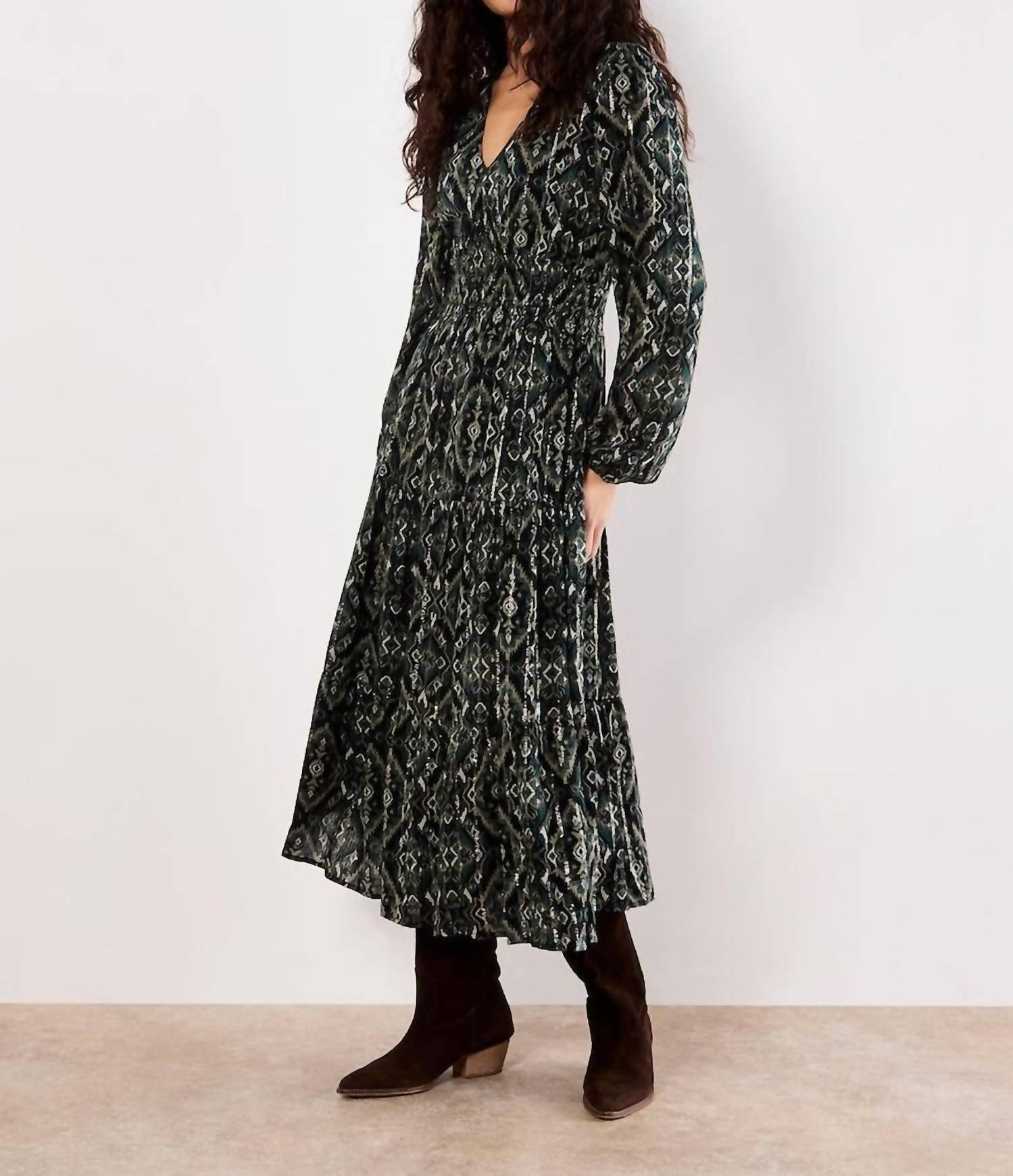 Apricot - Empire Smock Waist Tiered Dress