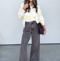 Wishlist - Striped Split-neck Sweater