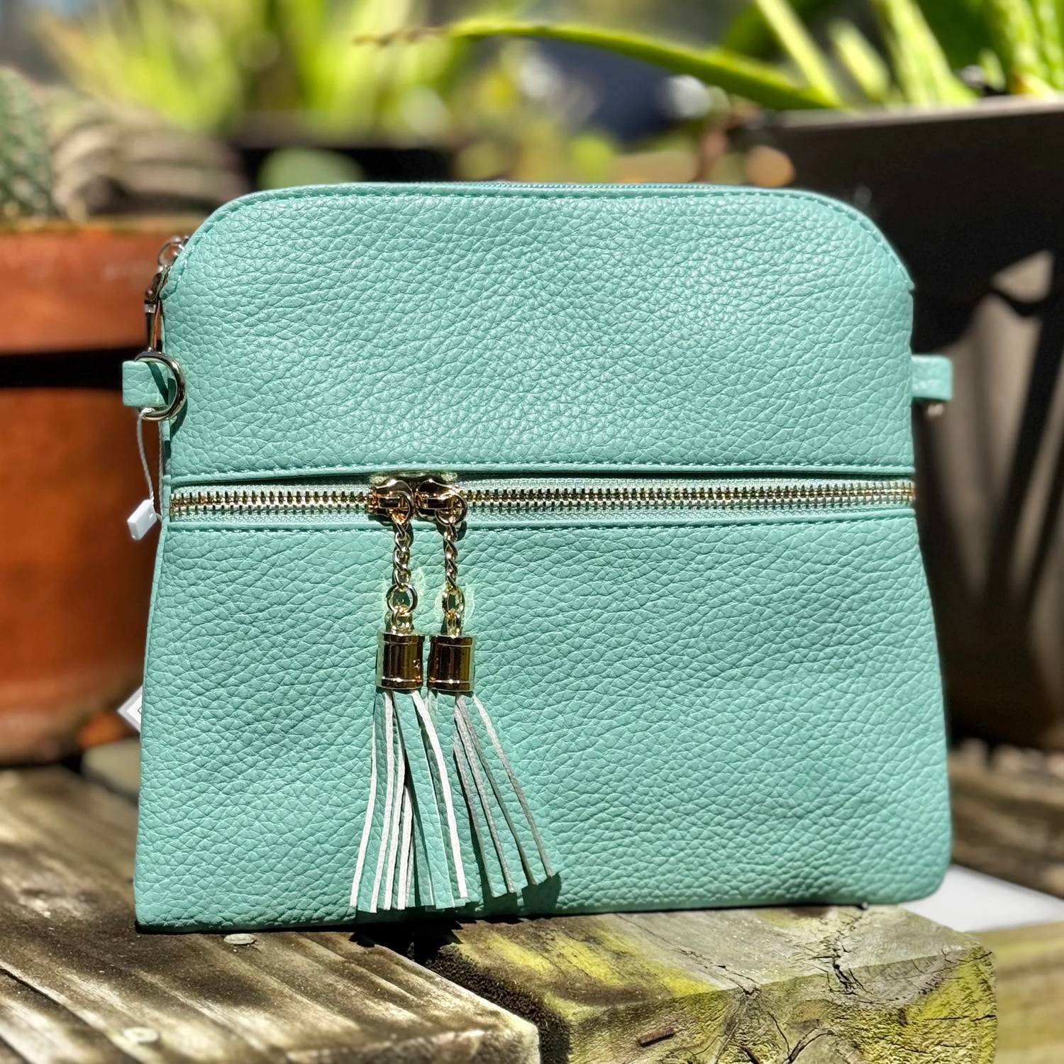 Jen & Co. Women's Tara Bag in seafoam - women's crossbody bag - detail view