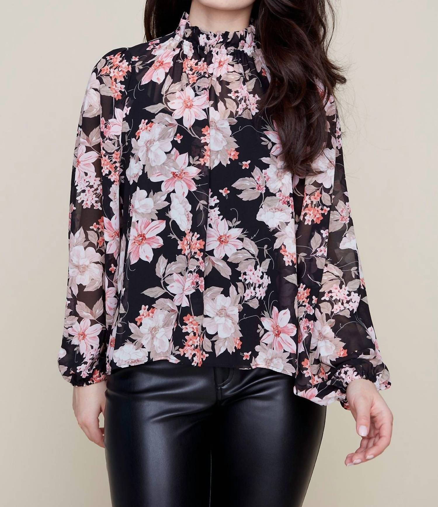 Renuar - Floral Mockneck Blouse