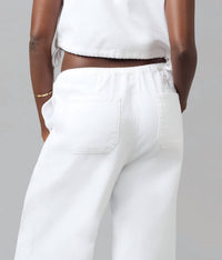 LOLA JEANS Remy Twill Mid Rise Wide Leg Trouser in white - women's pants - view 4