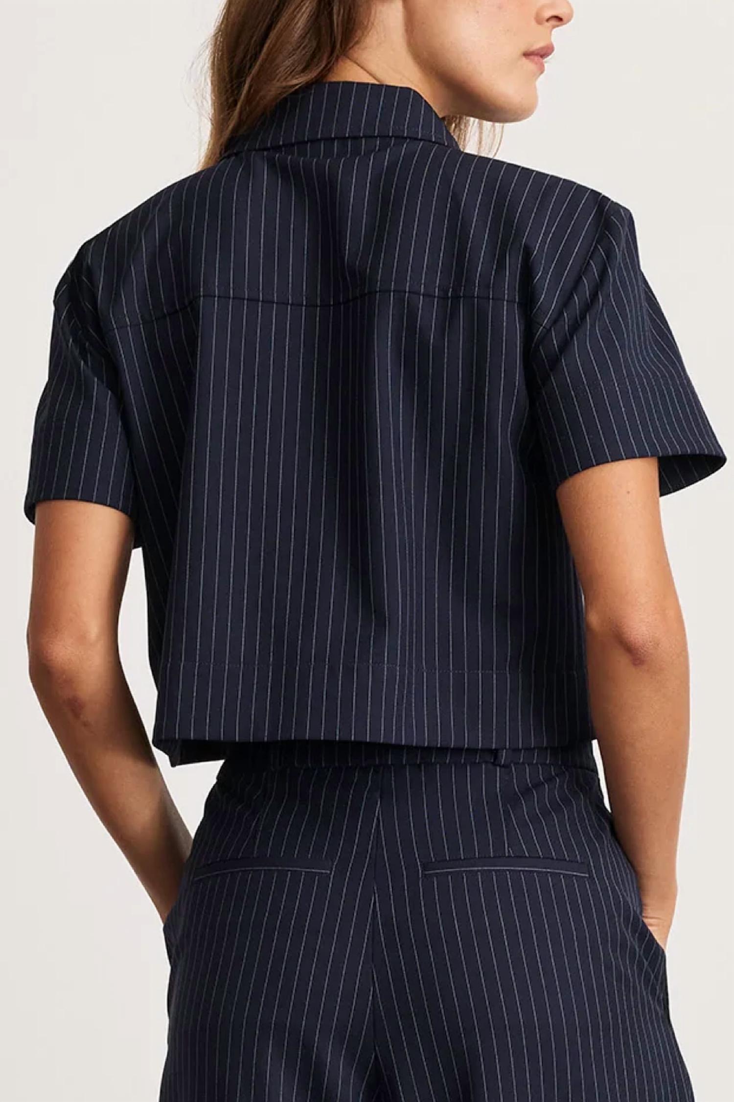 TANYA TAYLOR Evelyn Top in navy - women's blouse - detail view