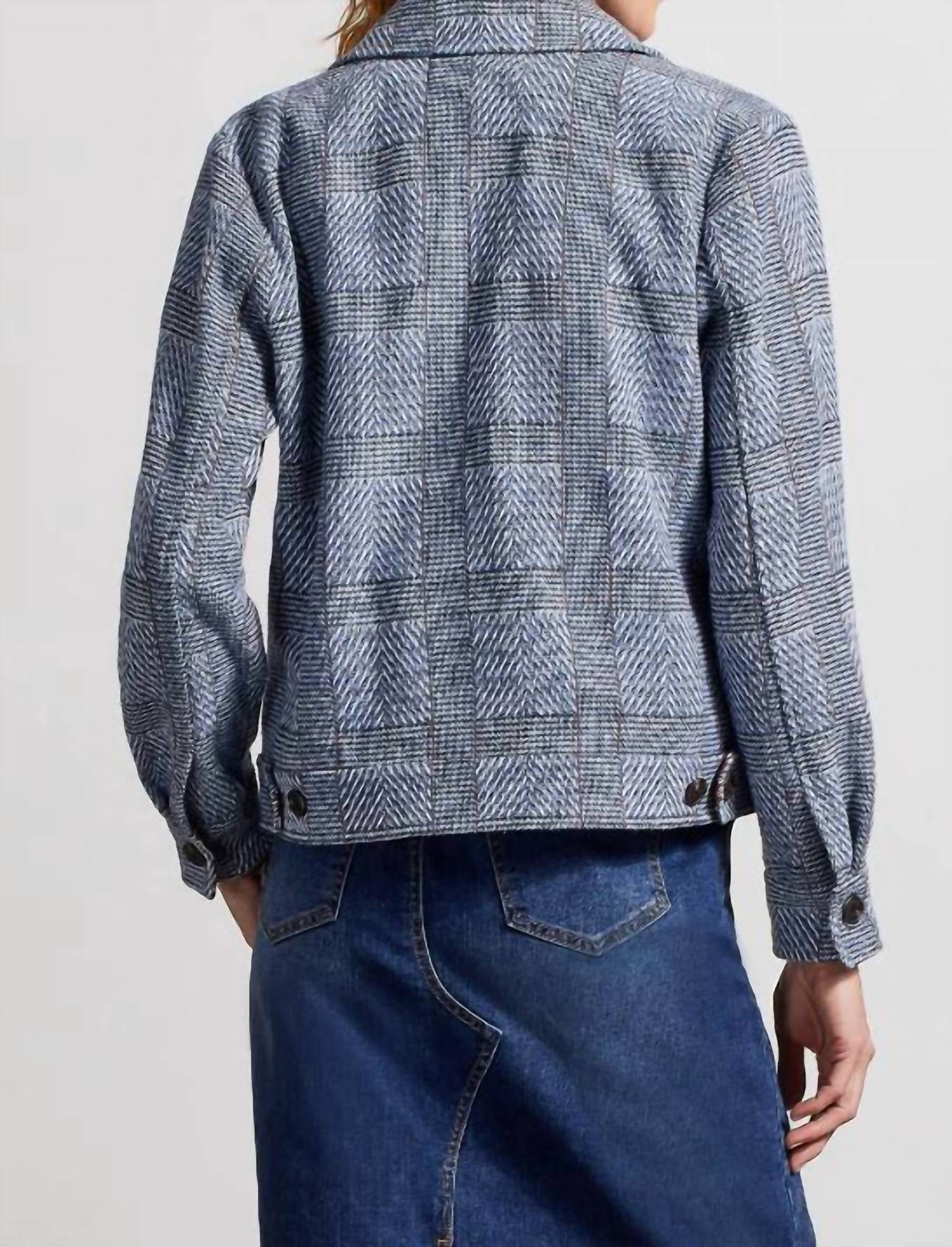 Tribal - Front-button Closure Crop Shacket