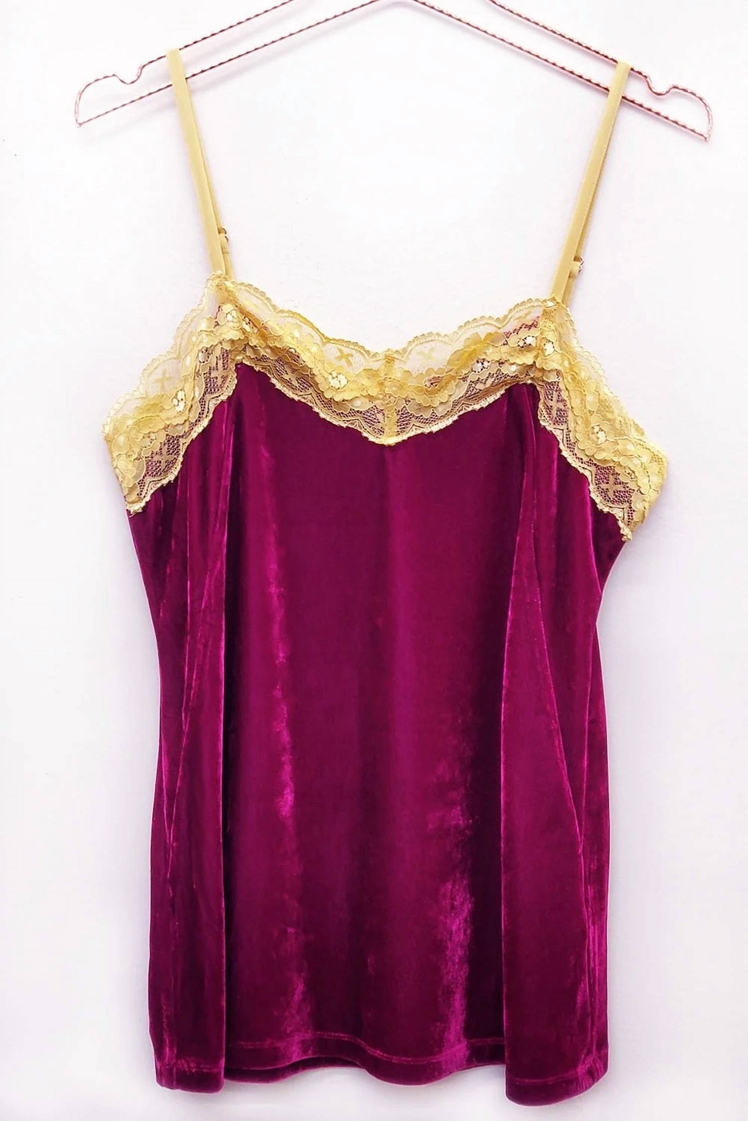 Aratta - Women's Velvet Lace Trim Cami Top