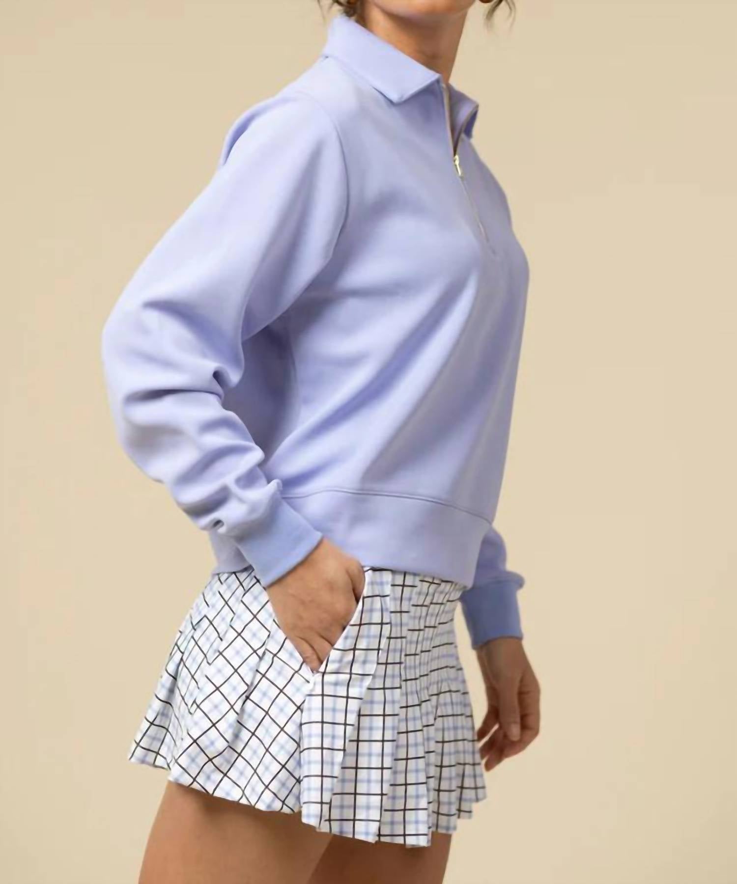 SMITH & QUINN S&Q Stretch Wide Waistband Skort in classic plaid - women's shorts - detail view