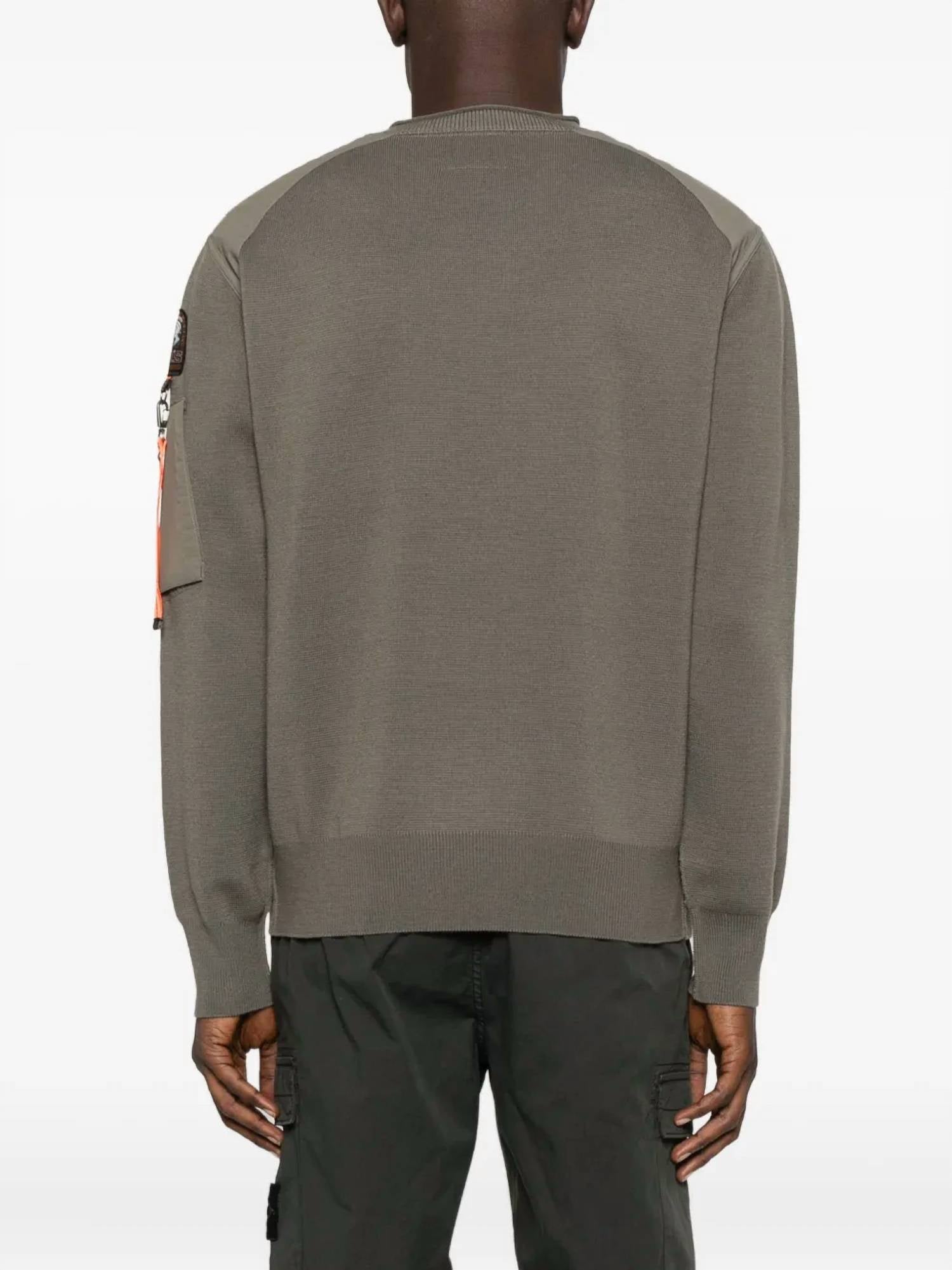 PARAJUMPERS Men's Braw Crewneck Sweater in olive 1 - men's sweater - detail view